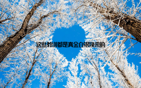 这些教训都是真金白银换来的