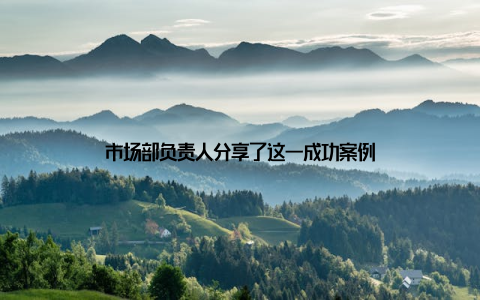 市场部负责人分享了这一成功案例