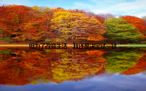 但为了改变生活, 我还是决定试一试