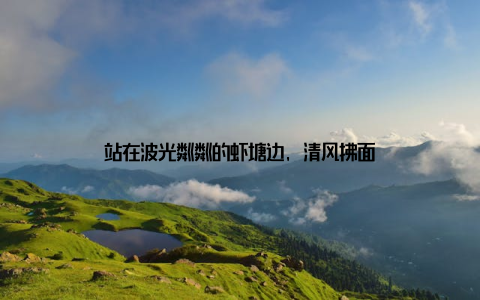 站在波光粼粼的虾塘边, 清风拂面