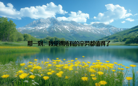 那一刻, 我觉得所有的辛劳都值得了